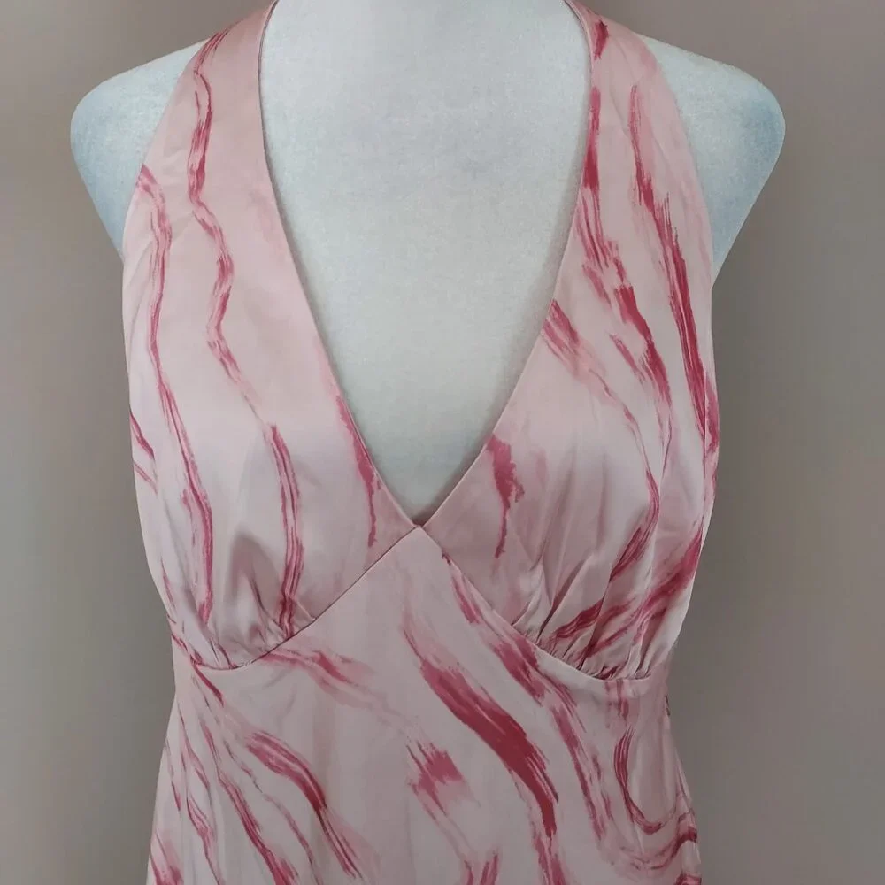 Abercrombie & Fitch Julia Pink Halter Maxi Slip Dress Size Lg Pet